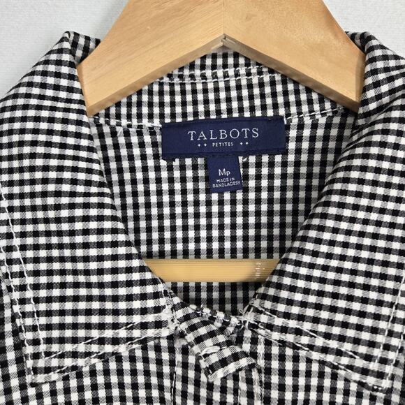 NEW Talbots Gingham Jacket Sz PM Black White Button Front Pockets Classic - Picture 9 of 14